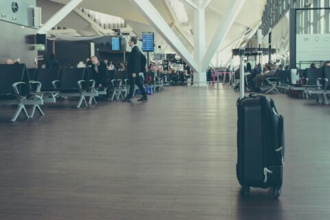 Damaged luggage in airport