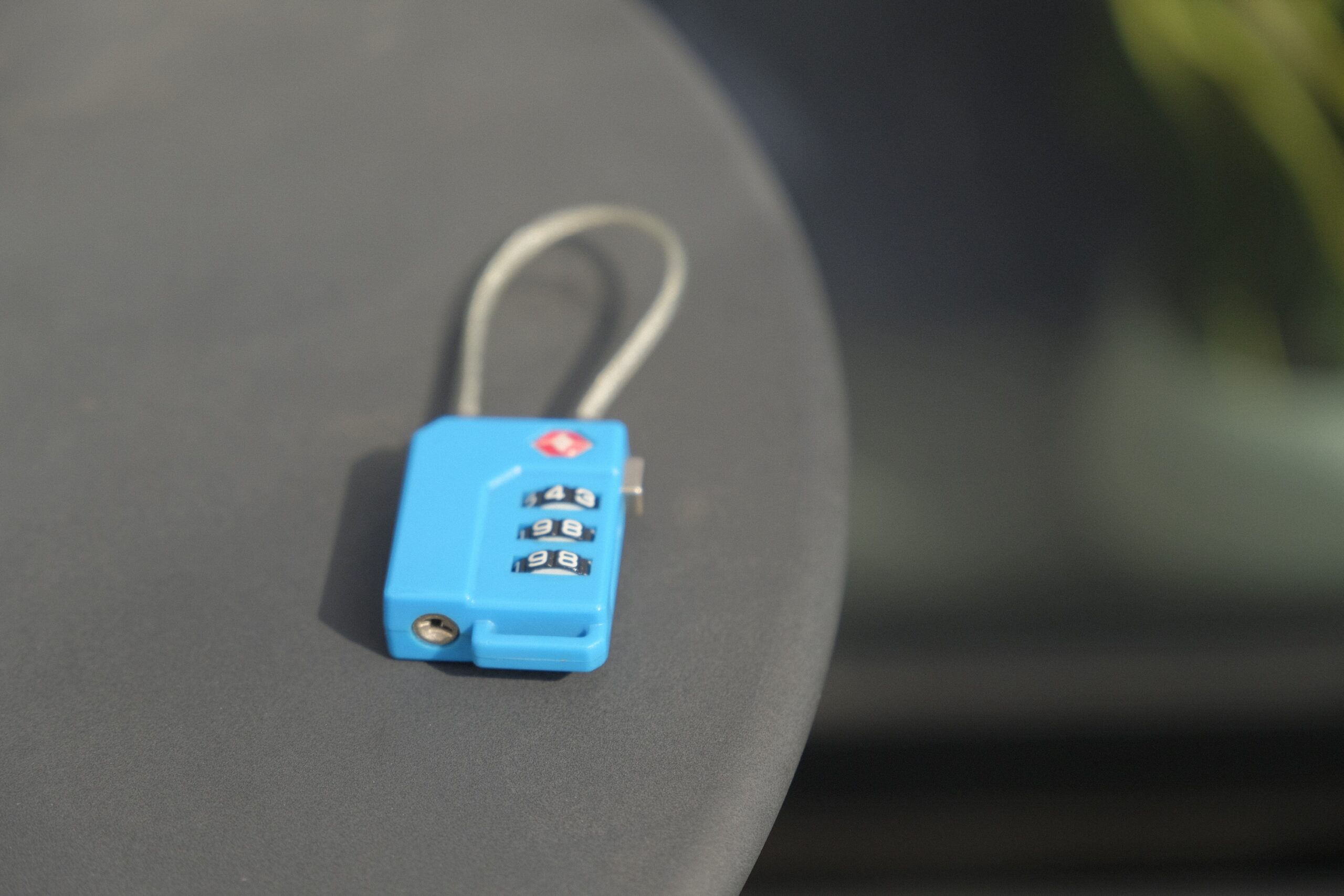 TSA Blue Lock Showing underside keyhole