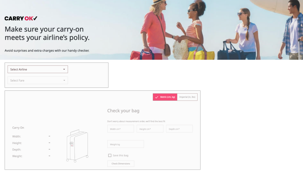 Check your bag size against airline carry-on rules with our free CarryOK™ tool