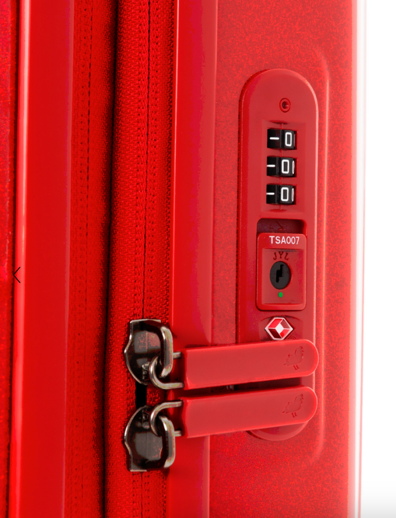 Locked carry-on with Travel Sentry-approved lock
